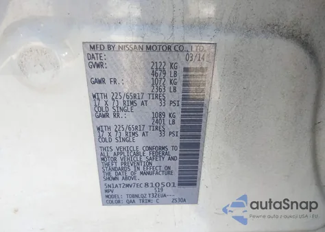 2014 Nissan Rogue Sv from USA, damaged, VIN 5N1AT2MV7EC810501